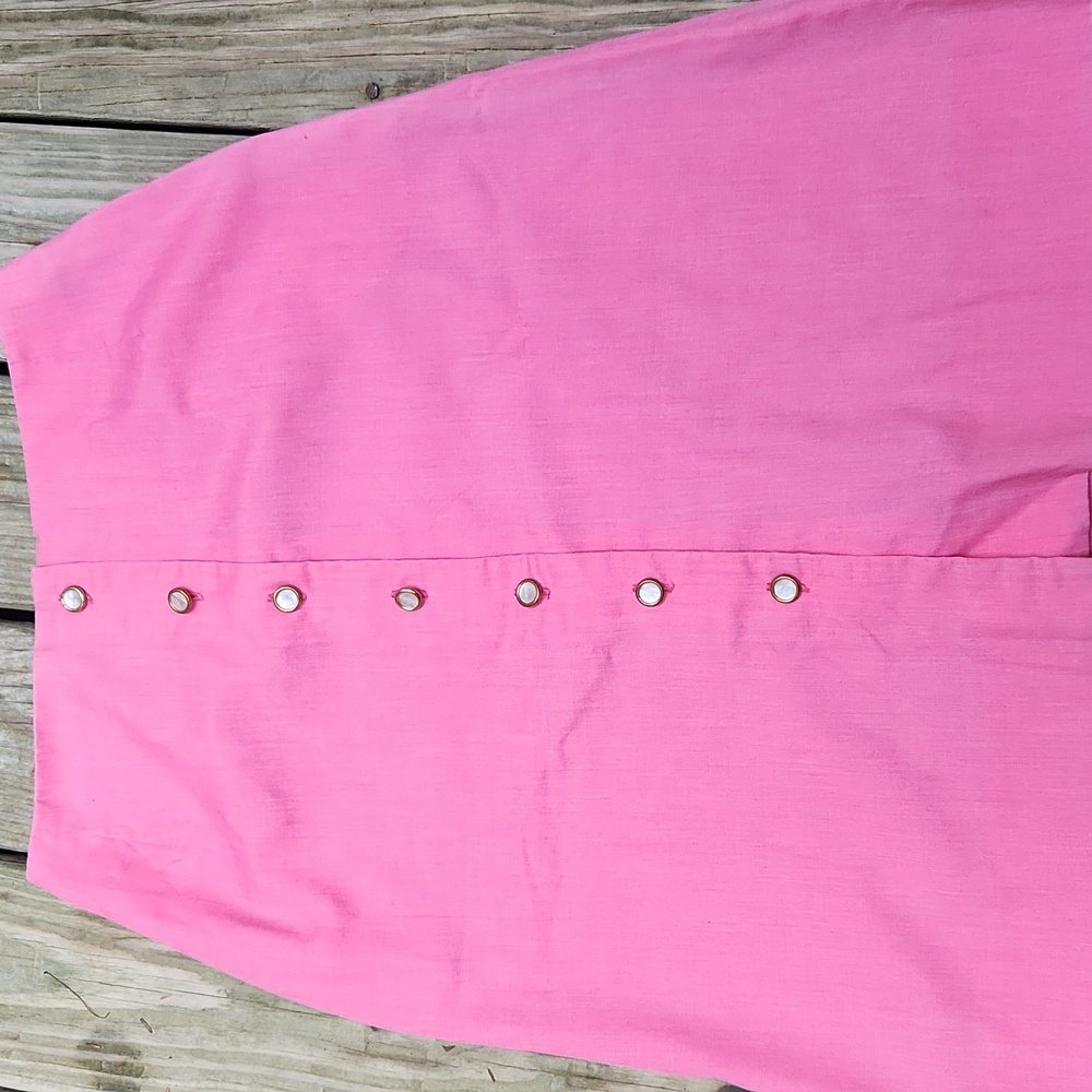 Vintage 60s Pink Pearl Button Down Front Coquette Girl Pencil Skirt